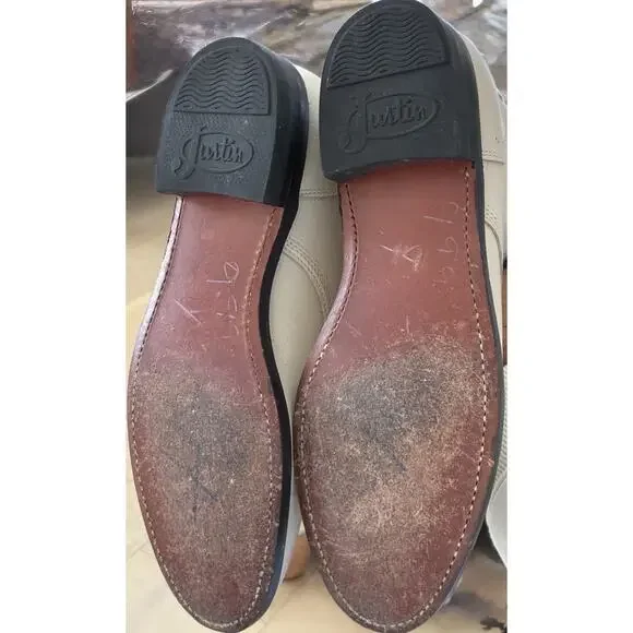 JUSTIN USA Western Kiltie Lace Up Leather Work Roper Boots Size 6 High Top Shoes - Picture 7 of 8